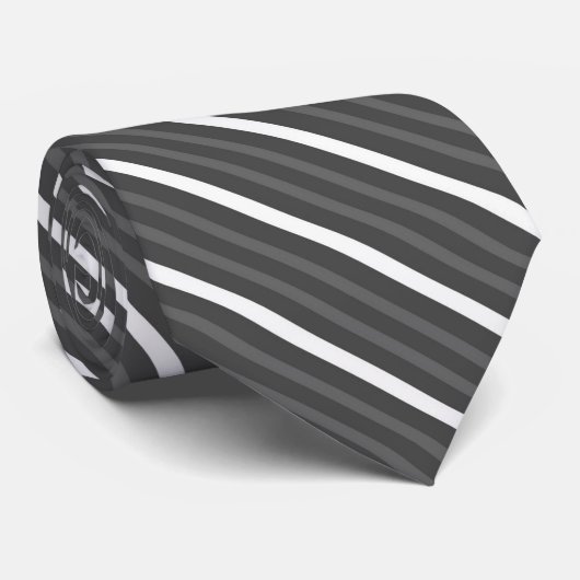 Black Charcoal, Gray And White Diagonal Stripes Stropdas (Opgerold)