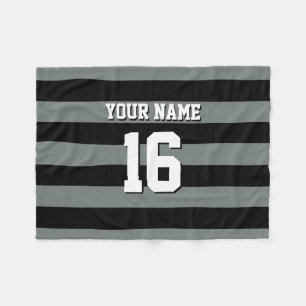 Black Charcoal Team Jersey Preppy Stripe Fleece Deken
