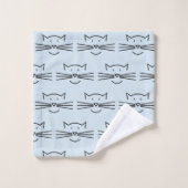 Black Chat Face Outline Design Ensemble de serviet (Gant de toilette)