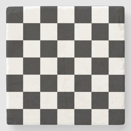 Black Checkboard Pattern  Stenen Onderzetter (Voorkant)