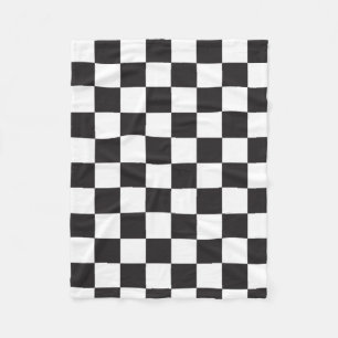 Black Checker Pattern Fleece Deken