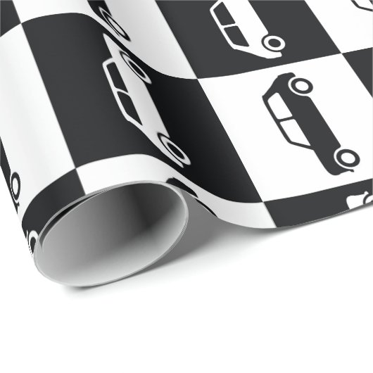 Black Checkerboard Mini Cooper Cadeaupapier (Rol Hoek)