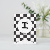Black Checkered Flag Bunting Banner Post Card Briefkaart (Staand voorkant)