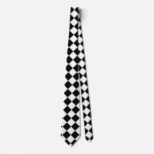 Black Checkered Racing Pattern-snelwegcontroleurs Stropdas