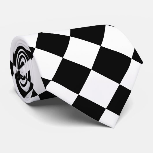 Black Checkered Racing Pattern-snelwegcontroleurs Stropdas (Opgerold)