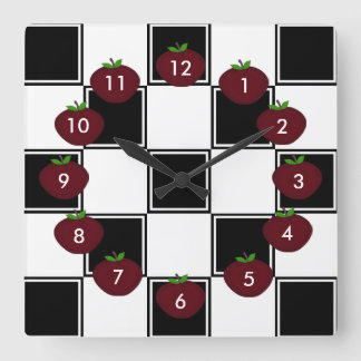 Black Checkered Vierkante Klok