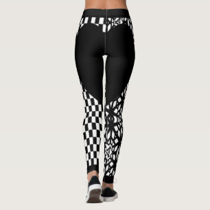 Black Checkers en Lace Heart Leggings