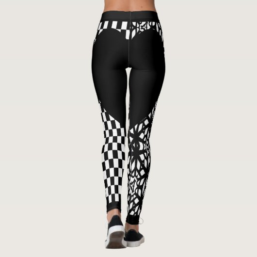 Black Checkers en Lace Heart Leggings (Achterkant)