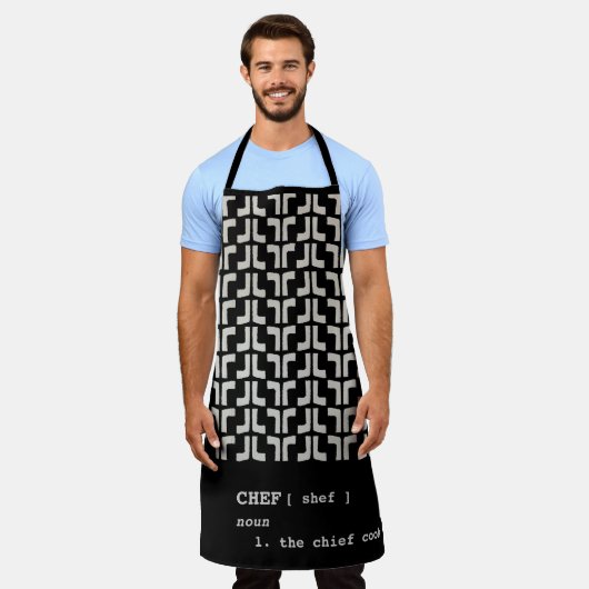 Black CHEF Mud Cloth Tribal Africa Pattern Schort (Gedragen)