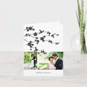 Black Cherry Blossom 2 Foto's Chic Asian Wedding Bedankkaart