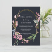 BLACK CHERRY BLOSSOM FLORAL VRIJGEZELLENFEEST INVI BEDANKKAART (Staand voorkant)