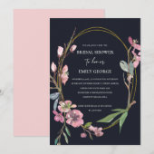 BLACK CHERRY BLOSSOM FLORAL VRIJGEZELLENFEEST INVI BEDANKKAART (Voorkant / Achterkant)