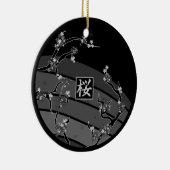 Black Cherry Blossom Tree Keramisch Ornament (Rechts)