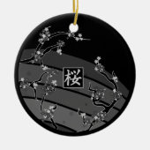Black Cherry Blossom Tree Keramisch Ornament (Voorkant)