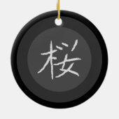 Black Cherry Blossom Tree Keramisch Ornament (Achterkant)