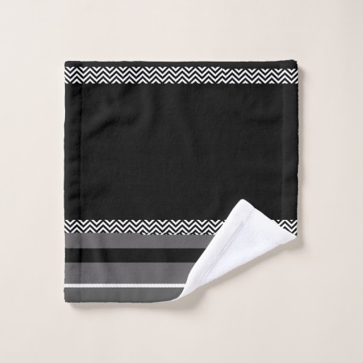 Black Chevron Band Bad Handdoek (Wasdoekje)