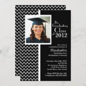 Black Chevron Fotograduparty uitnodiging (Voorkant / Achterkant)