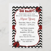 Black Chevron Ladybug Baby shower nodigt uit Kaart (Voorkant)