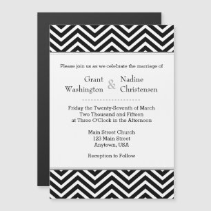 Black Chevron Magnetic Wedding Invitation Magnetische Uitnodiging