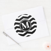 Black Chevron Monogram Ronde Sticker (Envelop)