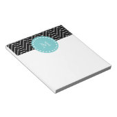 Black Chevron Pattern | Blauwgroen monogram Notitieblok (Schuin)