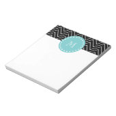 Black Chevron Pattern | Blauwgroen monogram Notitieblok (Gedraaid)