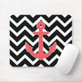 Black Chevron Pink Anchor Muismat (Met muis)