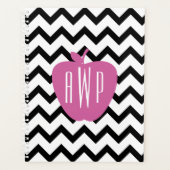 Black Chevron Pink Apple Teacher Planner (Voorkant)