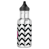 Black Chevron Pink Monogram Waterfles (Rechts)