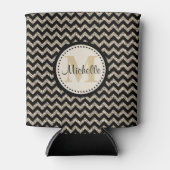 Black Chevron Silver Gold persoonlijk Blikjeskoeler (Voorkant)