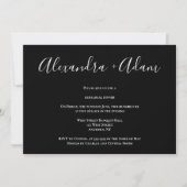 Black Chic Calligraphy Rehearsal Dinner Invitation Kaart (Voorkant)