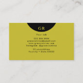 Black | Chic Faux Gold Glitter Monogram Visitekaartje (Achterkant)