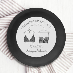 Black Chic Lace Waterverf Lingerie Vrijgezellenfee Papieren Bordje
