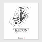 Black Chic Monogram Logo Name Business Laptop Sticker (Vel)