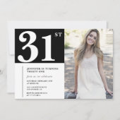 Black Chic Photo 31e anniversaire Invitations (Devant)