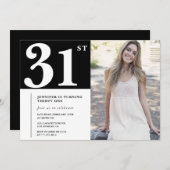 Black Chic Photo 31e anniversaire Invitations (Devant / Derrière)