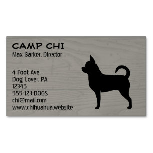 Black Chihuahua Dog Silhouette Faux Style Visitekaartje Magneet