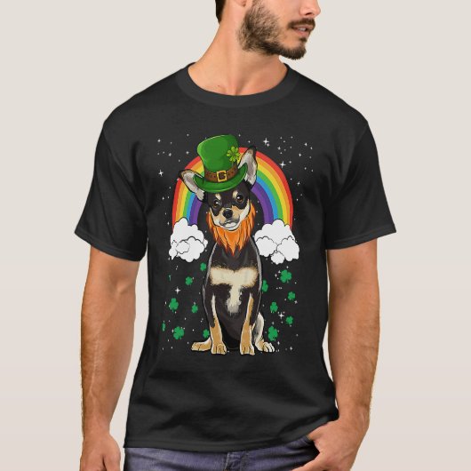 Black Chihuahua St Patricks Day Leprechaun T-shirt (Voorkant)