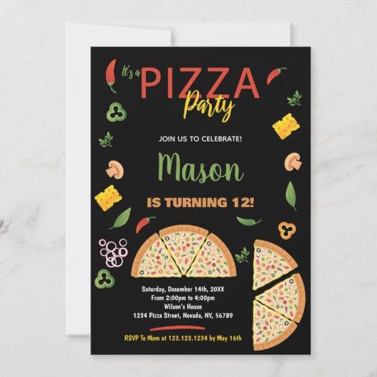 Black Chili Pizza Invitations Anniversaire (Devant)