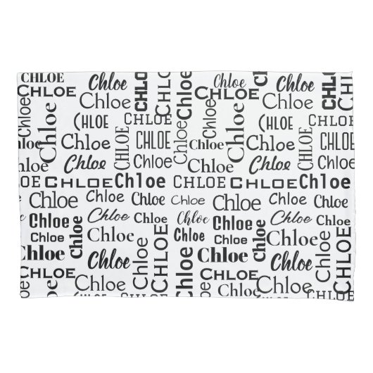 Black CHLOE naam op wit Kussensloop (Voorkant-Links)