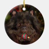 Black Chow Kerstmis Keramisch Ornament (Achterkant)
