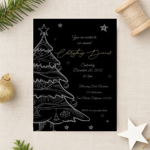 Black Christmas Tree Holiday Party Uitnodiging