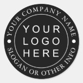 Black Circle Business Logo Custom Ronde Sticker (Voorkant)