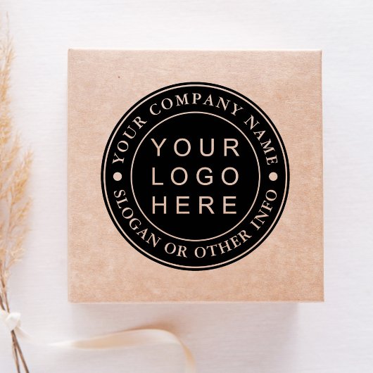 Black Circle Business Logo Custom Zelfinktende Stempel