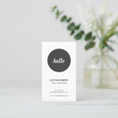 Black Circle Hello Logo Carte de visite moderne (Debout devant)
