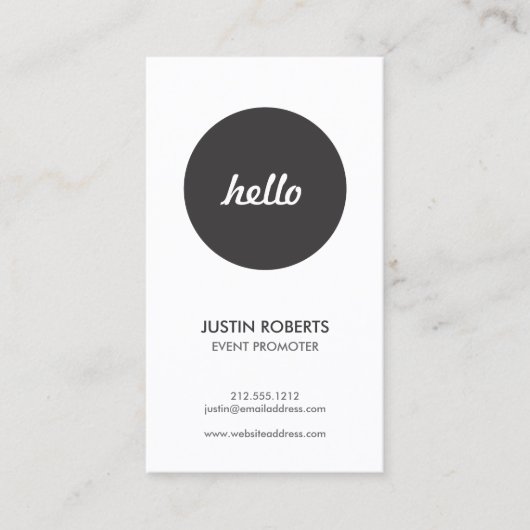 Black Circle Hello Logo Carte de visite moderne (Devant)