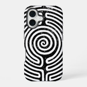 Black Circle Labyrint Fine Art iPhone 16 Hoesje