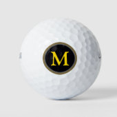 Black Circle met uw eigen Initiaal Monogram Golfballen (Voorkant)