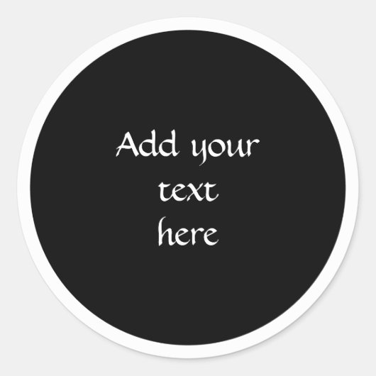 Black circle with white circle frame TEMPLATE,  Ronde Sticker (Voorkant)