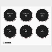 Black circle with white circle frame TEMPLATE,  Ronde Sticker (Vel)